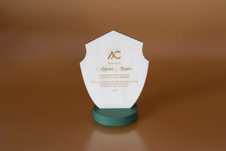 Reconocimiento de madera grabado láser con base impresa en 3D